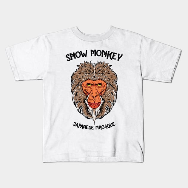 Snow Monkey Japanese Macaque Kids T-Shirt by Mako Design 